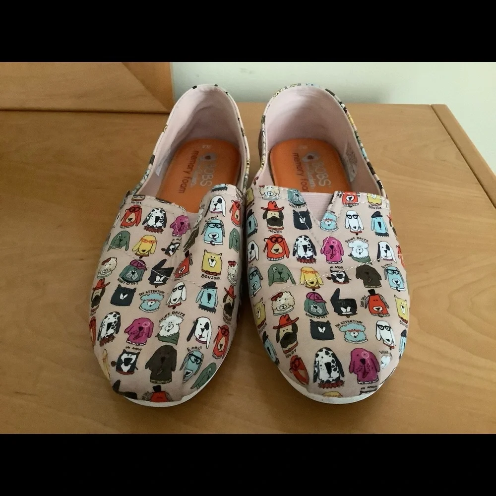 Bobs Skechers memory foam slip on shoes size 8 multicolored flat casual shoes - Picture 3 of 6